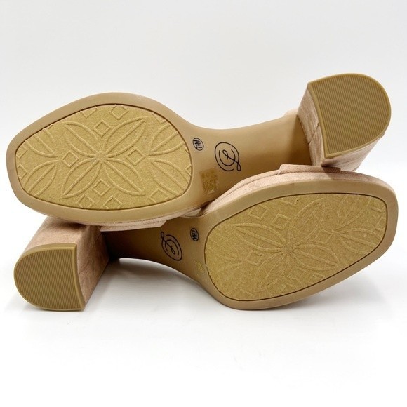 Chinese Laundry‎ Womens Dark Nude Faux Vegan Suede Block Heels Sandals Shoes 7.5 - Picture 8 of 15